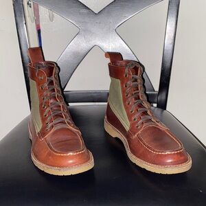 Red Wing 3336 Heritage Wacouta Shoes Brown Leather and Olive Canvas Chukka Boots